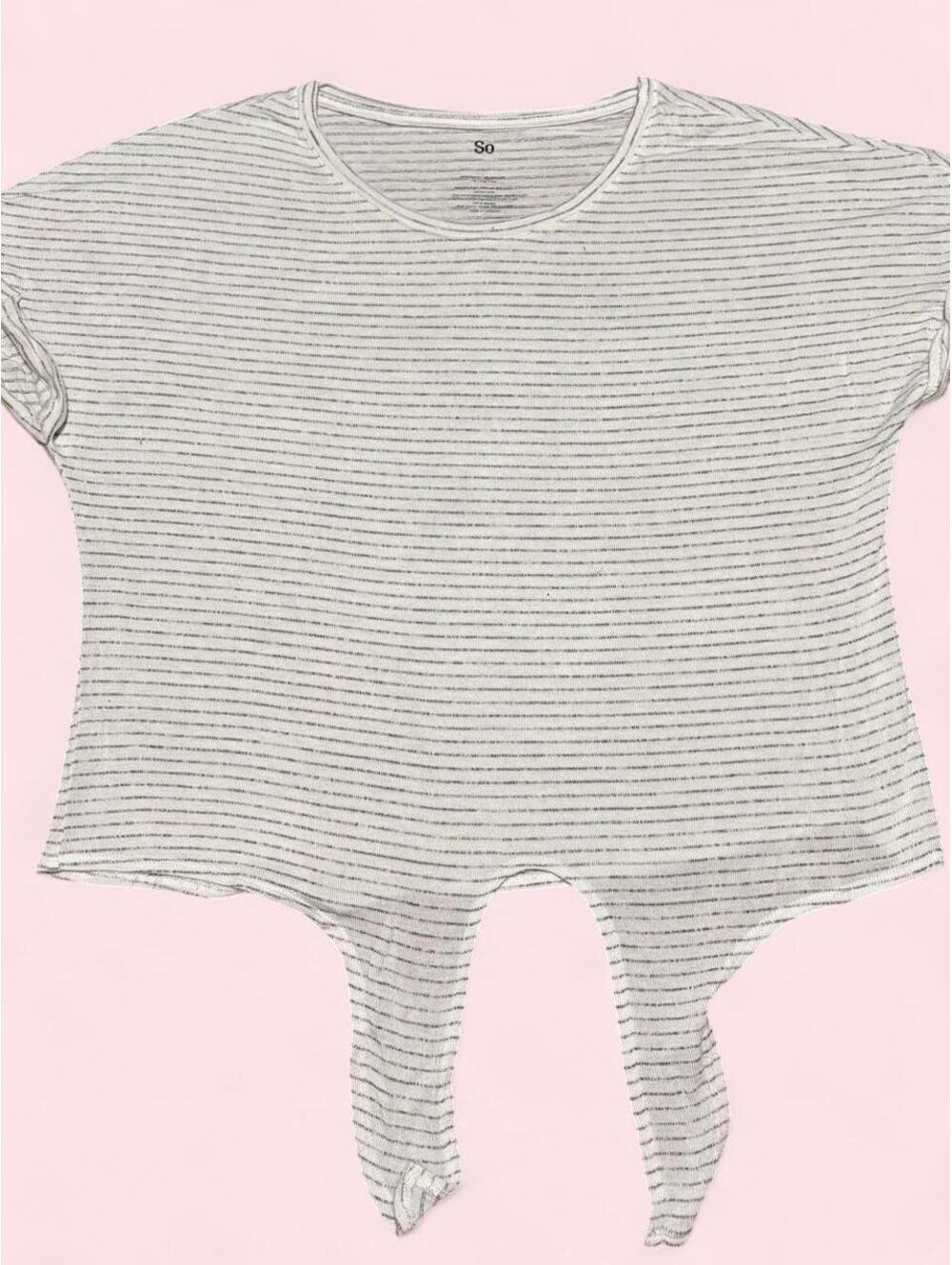 So Striped Tie Leg T-Shirt — Size L - 0443